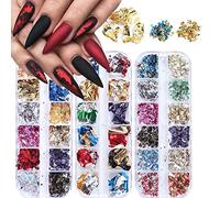 36 Couleur Paillette à Ongles en Feuille, Kalolary Nail Foil Or Argent Cuivre Paillette pour Ongles Décoration de Design Art (3 boîtes / 36 grilles) (A)