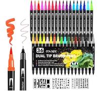 36 Couleurs Feutres Coloriage Adulte Enfants Double Pointe, Feutre Aquarelle Stylos Pointe Fine pour Professionnel Dessin Mandala