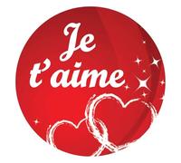 36 étiquettes cadeaux Ø 3,5 cm JE T'AIME autocollantes