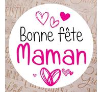 36 étiquettes cadeaux BONNE FÊTE MAMAN - Rondes 35 mm - Sticker autocollant en papier - Marque Eticréa