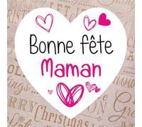 36 Étiquettes cadeaux BONNE FÊTE MAMAN - Taille 35 x 35 mm - Stickers autocollants en forme de coeur