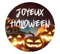36 étiquettes cadeaux JOYEUX HALLOWEEN - Rondes 35 mm - Sticker autocollant en papier - Marque Eticréa