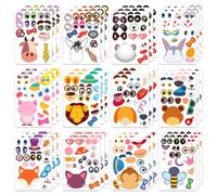 36 feuilles Créer un visage animal autocollants autocollant stickers sticker gommettes enfants 2 3 4 5 6 ans mignons bambin garçon fille A
