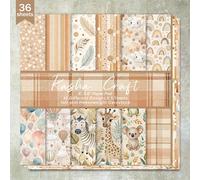 36 feuilles de 6 pouces de papier scrapbooking avec fond vintage du monde animal de dessins animés, convient pour le bullet journal, le scrapbooking, la fabrication de cartes et les projets d'artisana