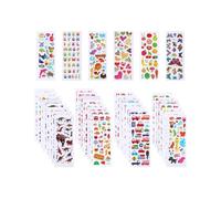 36 feuilles de autocollant enfant, stickers 3d avec + de 850 motifs colorés - gommettes enfant avec animaux, fruits, chiffres, lettres, voitures, dinosaures - vivants et mignons pour garçons et filles