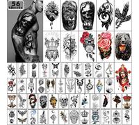 36 Feuilles De Tatouages Temporaires Autocollants, 12 Feuilles De Faux Corps Bras Poitrine Épaule Tatouages Pour Hommes Ou Femmes Avec 24 Feuilles Minuscules Noirs.