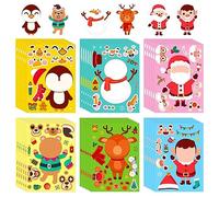 36 Feuilles Noël Autocollants pour Enfants Artisanat, Stickers avec Père Noël Bonhomme de Neige Rennes Make-a-face Autocollant Imperméables pour Enfants Fenêtre Porte Murs Scrapbooking