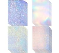 36 Feuilles Papier Autocollant Holographique Papier Transparent A4 Film Transparent Imperméable Auto-Adhésif, 11,7 x 8,3 Pouces (Gemme, Point, Coloré, Étoile)