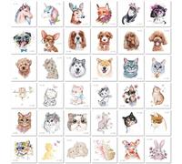 36 Feuilles Tatouages Temporaires Mignons De Dessins Animés Avec D'Adorables Chats Chiens Et Lapins