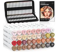 36 Feutres À Alcool De Couleurs Peau & Cheveux,Marqueur De Couleur De Peau À Double Pointe,Avec 1 Mélanger Et 1 Bloc De Marqueurs,Parfait Pour Portrait,Bandes Dessinées,Anime,Manga