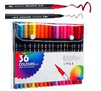 36 feutres à double pointe pour adultes et enfants - Couleurs vives, parfaits pour le coloriage, la peinture, les croquis et le dessin - Comprend des stylos pinceaux pour une expression créative