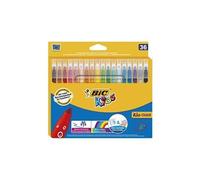 BIC Kids Feutres Kid Couleur lavables pointe moyenne couleurs assorties étui carton 36