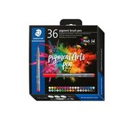 Staedtler Feutres Pigment Art 371 - Pointe pinceau - Étui carton 36 couleurs nature assorties