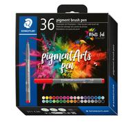 STAEDTLER - Pigment Art - Pigment brush 371 - Etui carton 36 feutres pointe pinceau couleurs nature assorties - 371 C36