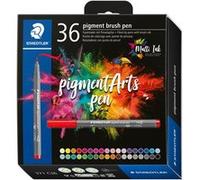 STAEDTLER - Pigment Art - Pigment brush 371 - Etui carton 36 feutres pointe pinceau couleurs nature assorties - 371 C36