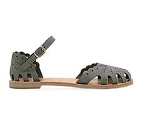 36 gris Emmanuela Sandales dans un style grec ancien, sandales en cuir plat à la main avec orteils fermés, sandales réglables, chaussures d'été avec des bretelles de cheville pour femmes
