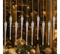 36 Guirlandes Givrées Iridescentes 13cm pour déco Noël 36 Guirlandes(G) | Lot de 36 , longueur 13cm, pour idéal grands sapins, pour affichage festif complet, économie temps
