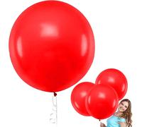 36 Inch Red Latex Balloons, 6 Pcs Red Giant Balloons, Large Round Balloons, Giant Latex Balloons, Giant Balloons For Party Birthday Wedding Event Decorations