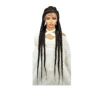 36" Knotless Jumbo Box Braided Wig for Black Women 6 Strands,HD Full Lace, Lightweight Synthetic Handmade（Black） Daily Use
