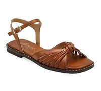 36 Marron foncé Emmanuela Sandales en cuir plat confortable, sandales élégantes avec bracelet à la cheville dans un style grec, gladiateur sandales de sangle avec des orteils ouverts