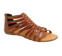 36 Marron foncé Emmanuela Sandales hautes à la cheville dans un style grec ancien, sandales gladiateurs en cuir, sandales avec orteils ouverts et fermeture à glissière à l'arrière de la tige