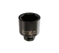 36 mm Embout de clé à douille à choc 1/2" de WIESEMANN 1893 | Douille hexagonale en acier Q-40 | Convient pour visseuse à choc | 81543