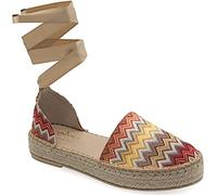 36 Multicolore 1 Emmanuela Espadrilles colorées en Tissu tricoté, Chaussures d'été Boho Chic avec Coin Moyen, Espadrilles de Haute qualité pour la Dentelle, Cousue à la Main en Grèce