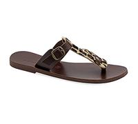 36 Multicolore 1 Emmanuela Sandales à bout fendues à la main en cuir Grecque en cuir avec bracelet à boucle réglable, chaussures d'été plates pour femmes, sandales à glissière avec orteils ouverts