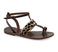 36 Multicolore 2 Emmanuela Sandales en cuir, chaussures d'été Slingback à la main de haute qualité, sandales à lanières avec brassard à la cheville, sandales grecques plates