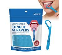 36-Pack Tongue Scrapers - Breath Anywhere | Portable Individually Wrapped Adult Tool | For Travel Home Office, Hygienic Easy To Carry