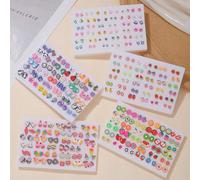 36 paires de boucles d'oreilles en argile polymère avec motifs de fruits assortis, mignonnes et à la mode, style mini en plastique, couleurs et designs aléatoires, convient pour un port quotidien Tail