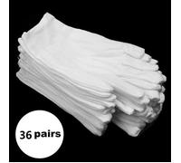36 paires - Gants de cérémonie en coton blanc doux,doublure extensible pour homme et femme, gants de service