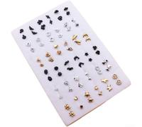 36 Pairs pour mini Plastic Earrings Mixed Styles Glue On 36 Pairs(D)