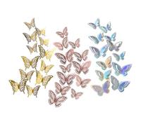 36 Papillon Decoration 3D Papillon Stickers Papillon Autocollants Muraux Autocollant Mural Trois Taillespour Fête Stickers Ballon Fleur Cadeau Miroir pour Maison Salon et Chambres