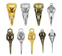36 PCS Antique Raven Crâne Charmes Or Argent Couleur Mixte En Alliage De Zinc Oiseau Bec Tête Punk Styles Pendentif Pour Collier Fabrication de Bijoux Accessoire