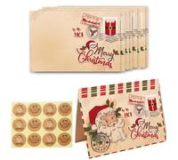 36 Pcs Carte de Vœux Noel avec Enveloppes Set Ensemble de Papeterie Vintage avec enveloppe 12 carte de voeux de Noël vintage vierges 12 Enveloppes de Noël 12 autocollants de Noël Accessoires de Noël