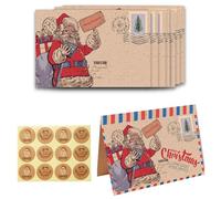 36 Pcs Carte de Vœux Noel avec Enveloppes Set Ensemble de Papeterie Vintage avec enveloppe 12 carte de voeux de Noël vintage vierges 12 Enveloppes de Noël 12 autocollants de Noël Accessoires de Noël