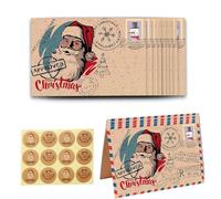 36 Pcs Carte de Vœux Noel avec Enveloppes Set Ensemble de Papeterie Vintage avec enveloppe 12 carte de voeux de Noël vintage vierges 12 Enveloppes de Noël 12 autocollants de Noël Accessoires de Noël