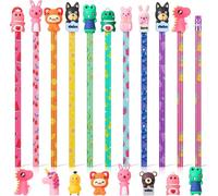 36 Pcs crayons parfumés pour enfants Animal Fruit Fun crayons malodorants avec 36 Pcs mignon Cartoon Toppers cadeau pour l’école bureau salle de classe récompense fournitures