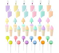 36 Pcs Mini Surligneurs Mignons, Petit Feutre Couleur Pastel En Forme De Glaces/Sucettes/Cornets, Marqueurs Fluorescents Colorés, Crayon Feutre Enfant, Pour Peinture École Cadeau Anniversair[Z893]