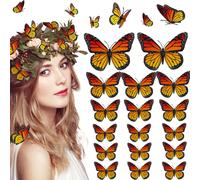 36 PCS Monarch Butterfly Cair Clips 4 Taille 3D Simulation Barrettes Barrettes Barrettes de papillon pour Halloween Dia de Los Muertos Day of the