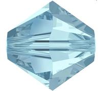 36 pcs SWAROVSKI ELEMENTS XILION 5328 bicone beads, 3.8 x 4.2 mm Aquamarine (Éléments Swarovski Xilion 5328 Perles Bicone Aquamarine bleu)