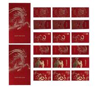 36 Pièces 2027 Enveloppes Rouges Chinoises à Feuille D'or | Papier, Motif Mouton Moderne Classique en Relief, pour Familles et Invités