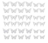36 Pièces 3D Papillon Decoration, Autocollants de décoration de Chambre bébé/Fille, Autocollants muraux Bricolage, Autocollants muraux Amovibles pour fête de Mariage (argent)