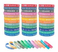 36 Pièces Allemand Bracelets de Motivation, Bracelets en Silicone avec Paroles Inspirantes, Bracelet en Caoutchouc Inspirants, D'inspiration en Silicone Couleurs, pour Étudiants Adultes