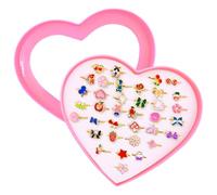36 Pièces Bague Enfant Fille, Lovely Réglables Bague Couleur avec Boîte de Coeur Rose, Bijoux Couleur Princesse pour Les Fêtes Anniversaires Fêtes de Noël Halloween Festival Cadeau Fête