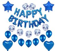 36 pièces Ballons Anniversaire Décoration Garçon Bleu, Bleu Ballons Joyeux Anniversaire Décorations de fête, Bleu Hélium Latex, Ballons Confettis Bleu, pour Garçons Hommes Anniversaire