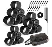 36 Pièces Bigoudis Cheveux Set, 18 Rouleaux Cheveux Chauffant Heatless Curling avec 3 Tailles avec 15 Pinces à Cheveux et 1 Peigne pour Salon de Coiffure,Tous Les Cheveux Courts, Moyens Ou Longs