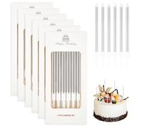 36 Pièces Bougie Anniversaire, Bougies Anniversaire Enfant avec Supports - Longues et Fines Bougies d'anniversaire - Bougies à Gâteau pour Fête d'anniversaire, Mariage, Remise de Diplôme