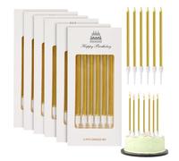 36 Pièces Bougie Anniversaire, Bougies Anniversaire Enfant avec Supports - Longues et Fines Gold Bougies d'anniversaire - Bougies à Gâteau pour Fête d'anniversaire, Mariage, Remise de Diplôme